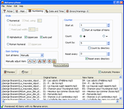 Numbering panel on Windows XP